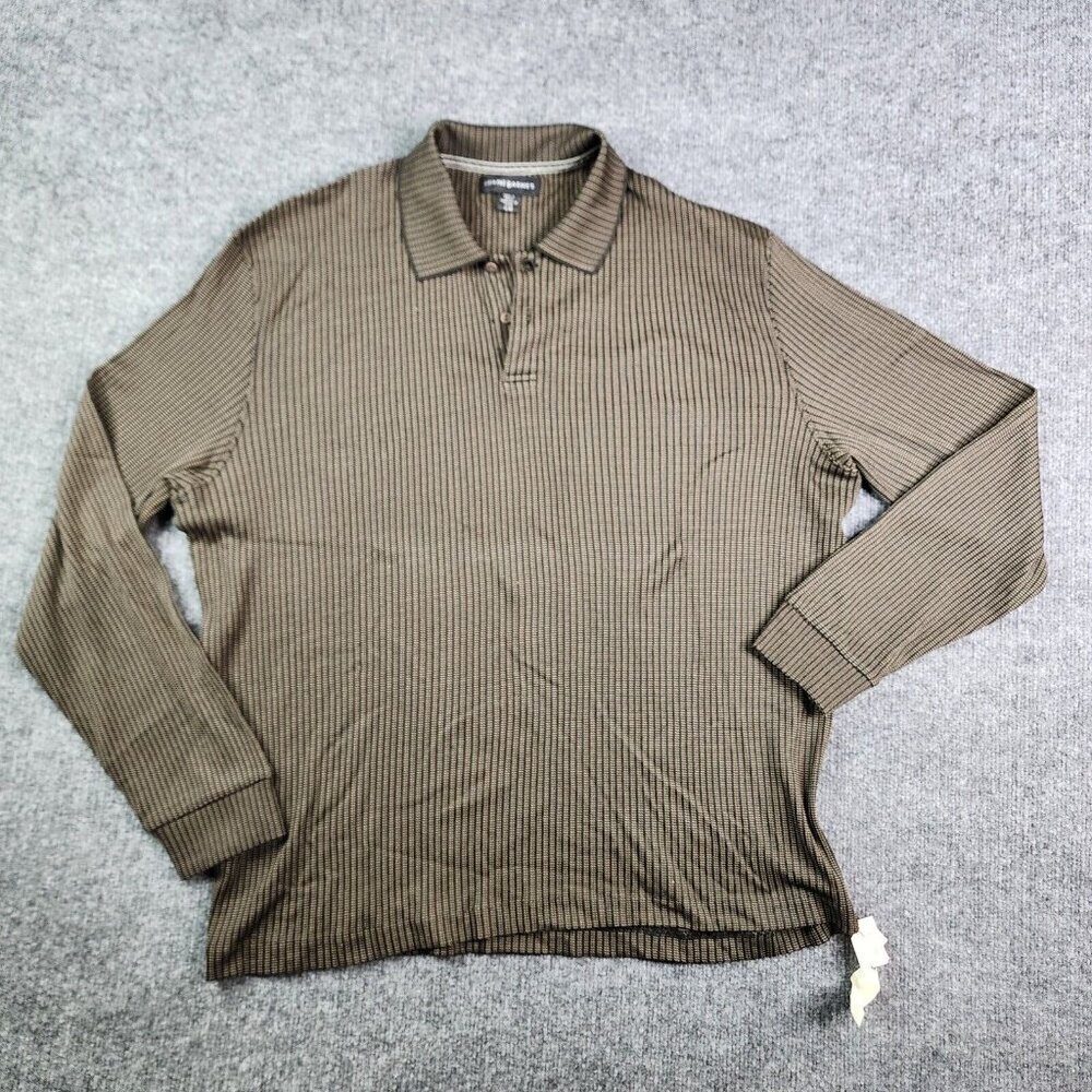 Jhane Barnes Large Long Sleeve Thin Sweater Pullover Mens Black Brown Silk Blend